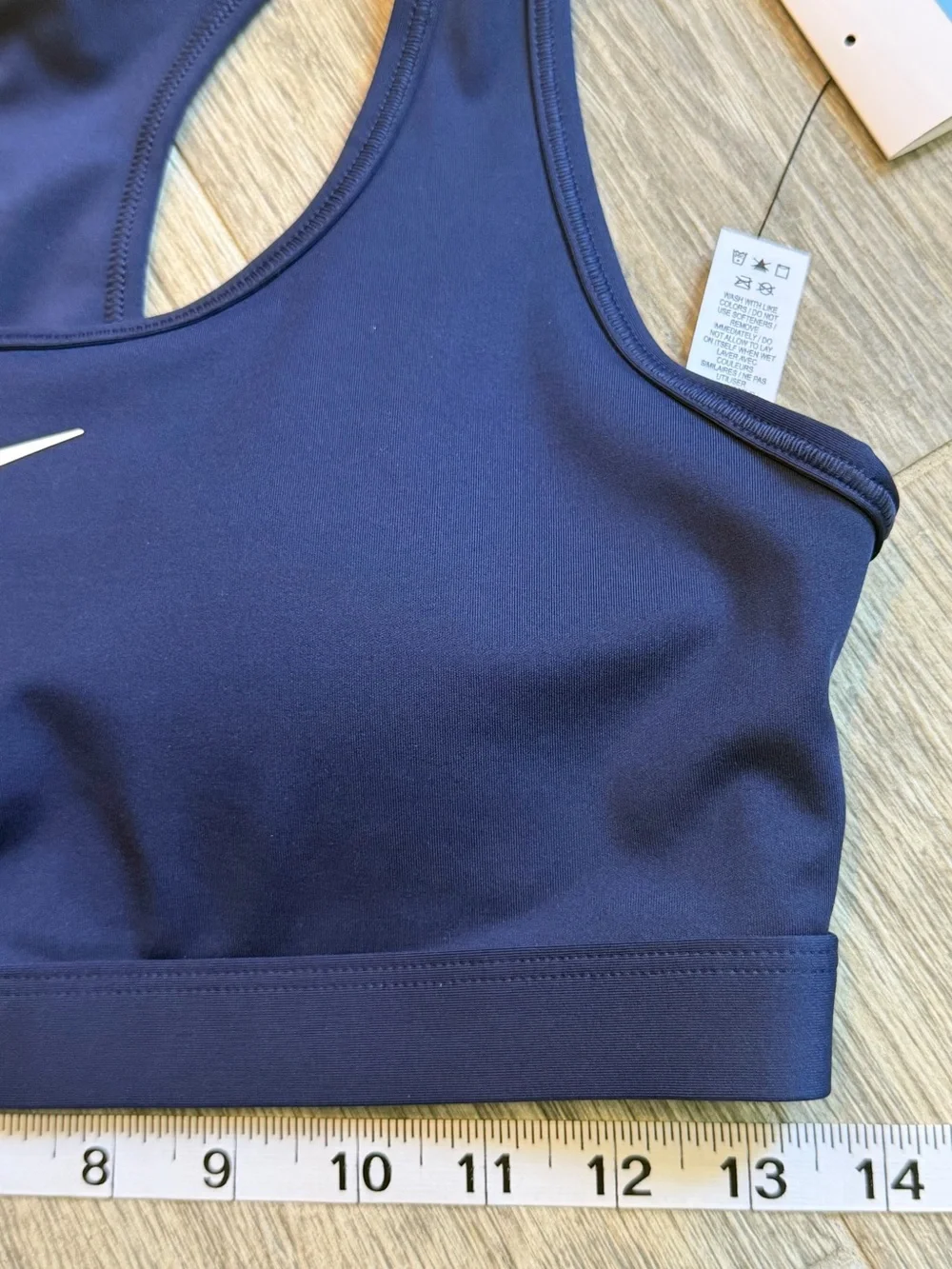 Nike Women's Medium Swoosh Medium Support Padded Racerback Sports Midnight Navy